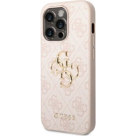 Guess PU 4G Metal Logo kryt iPhone 14 Pro ružový