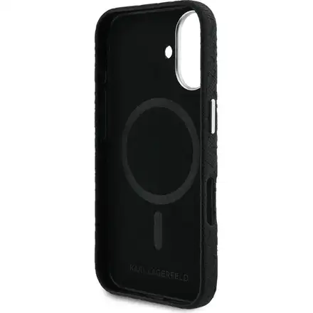 Karl Lagerfeld Grained PU Repeated Logo MagSafe kryt iPhone 16 čierny