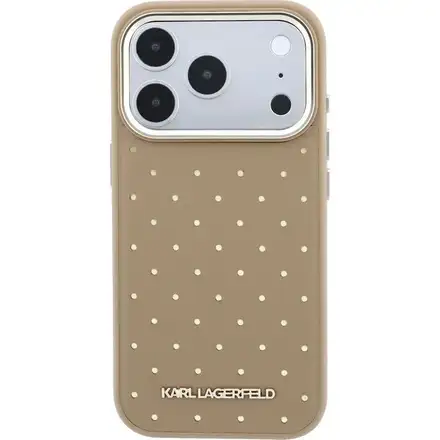 Karl Lagerfeld PU Perforated Gold Dots MagSafe kryt iPhone 17 Pro béžový