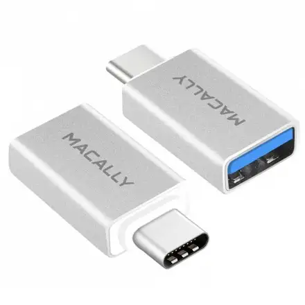 Macally USB-C to USB-A adaptér 2pack - Silver Aluminium