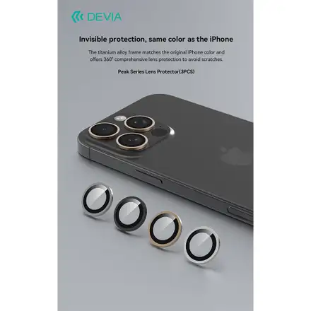 Devia Peak Series Lens Protector pre iPhone 16 Pro/16 Pro Max - Titanium Gray