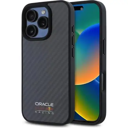Red Bull Carbon Shiny MagSafe Zadný Kryt pre iPhone 16 Pro Max čierny