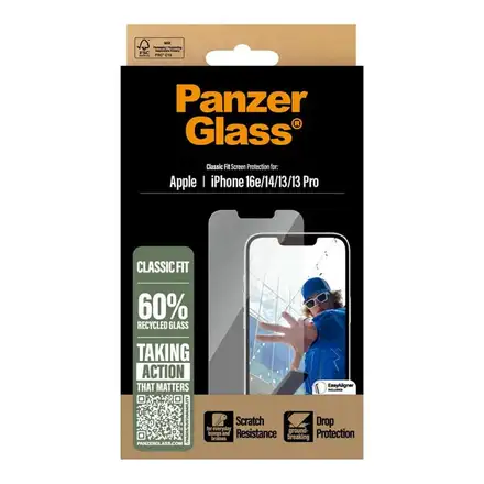 PanzerGlass ochranné sklo Classic Fit pre iPhone 17e/16e/14/13/13 Pro - Clear