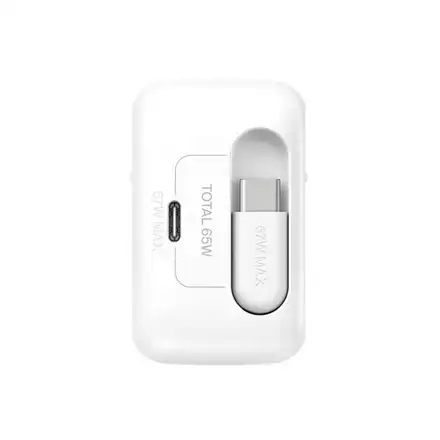 Belkin Ultra Charge USB-C GaN Wall Charger 67W + Retractabe Cable 1m - White