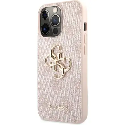 Guess PU 4G Metal Logo kryt iPhone 13 Pro ružový