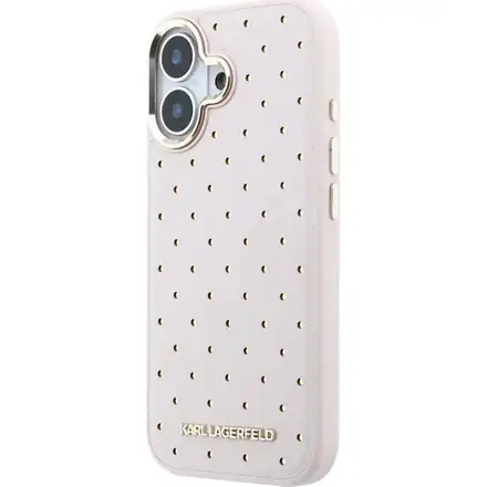Karl Lagerfeld PU Perforated Gold Dots MagSafe kryt iPhone 17 ružový