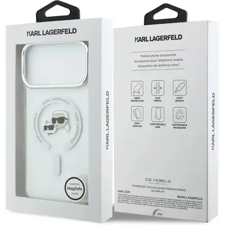 Karl Lagerfeld IML K&CH Heads Metal Frame MagSafe MagSafe kryt iPhone 17 Pro priehľadná