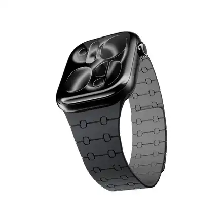 Epico Magnetic+ Silikonový remienok pre Apple Watch SE (44mm)/Series 1-9 (42/44/45mm) 10-11 (46mm)/Ultra (49mm) - čierna