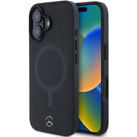 Mercedes Smooth Leather MagSafe Zadný Kryt pre iPhone 16 Plus čierny