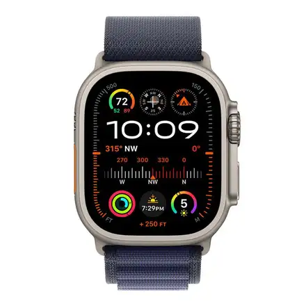 Apple Watch 49mm Navy Alpine Loop - Small - Natural Titanium Finish