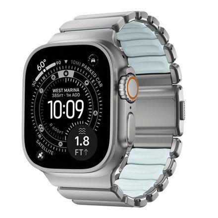 Nomad remienok Stratos pre Apple Watch 44-49mm - Ice Blue Glow/Natural Hardware