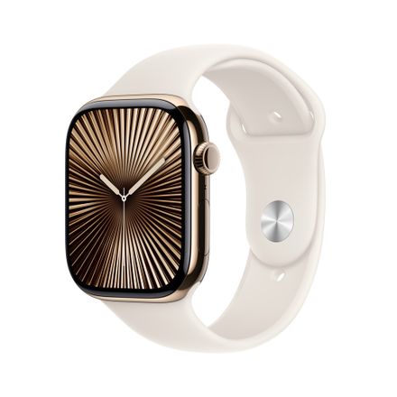 Apple Watch Series 10 GPS + Cellular 46mm Zlatý titán s hviezdne bielym športovým remienkom - M/L