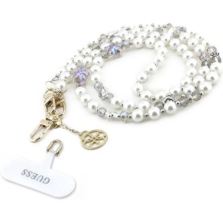 Guess Crossbody Popruh Pearl and 4G Charm biely