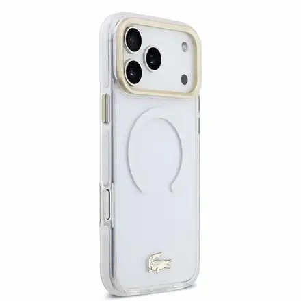 Lacoste PC/TPU Frosted Finish Gold Logo MagSafe kryt iPhone 18 Pro Max priehľadný