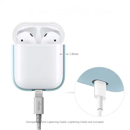 Elago Airpods Silicone Duo Case - Pastel Blue/ Pink, White