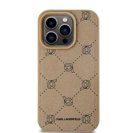 Karl Lagerfeld PU Karl Heads Pattern Magsafe kryt iPhone 15 Pro Max béžová