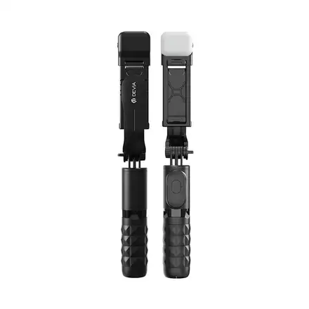 Devia Tripod Stand Multi-function Selfie Bar With Fill-In Light - Black