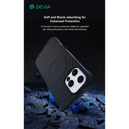 Devia kryt Ripple Magnetic Shockproof TPU Case pre iPhone 16 - Black
