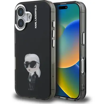 Karl Lagerfeld IML Aquarelle Karl kryt iPhone 16 čierny
