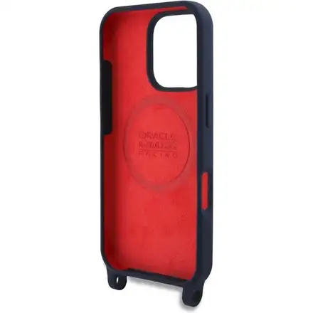 Red Bull Silicone Vertical Logo MagSafe Zadný Kryt + Crossbody popruh pre iPhone 16 Pro Max modrý