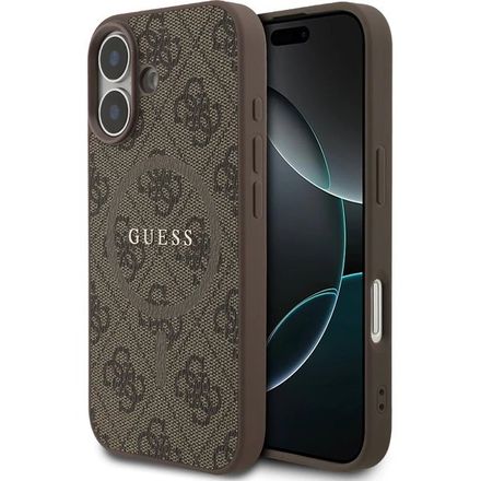 Guess PU Leather 4G Colored Ring MagSafe kryt iPhone 17 hnedý