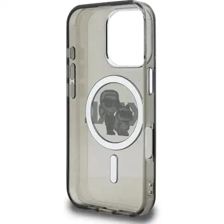 Karl Lagerfeld IML Glitter Karl and Choupette Sketch MagSafe kryt iPhone 16 Pro Max čierny