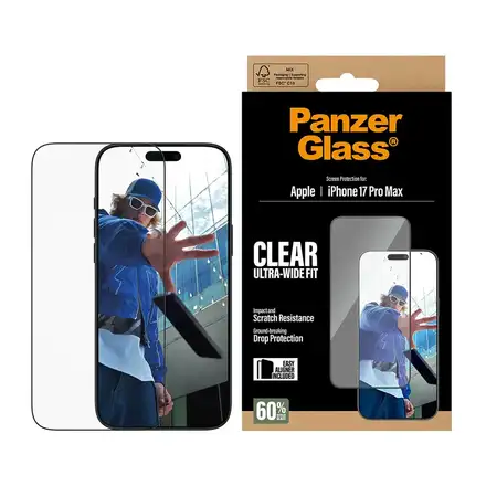 PanzerGlass ochranné sklo UWF pre iPhone 17 Pro Max - Black Frame