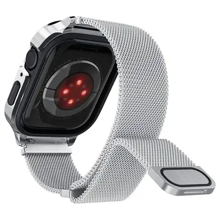 Spigen kryt Metal Fit Pro pre Apple Watch 7/8/9 45mm - Silver