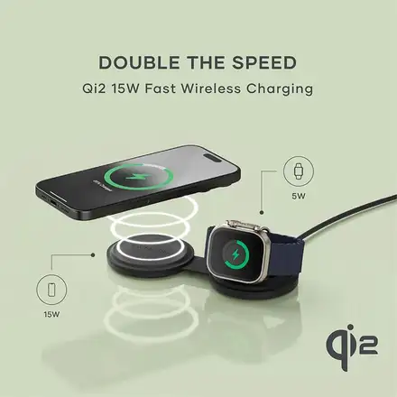 Satechi Qi2 OntheGo 2-in-1 Wireless Charger - Black