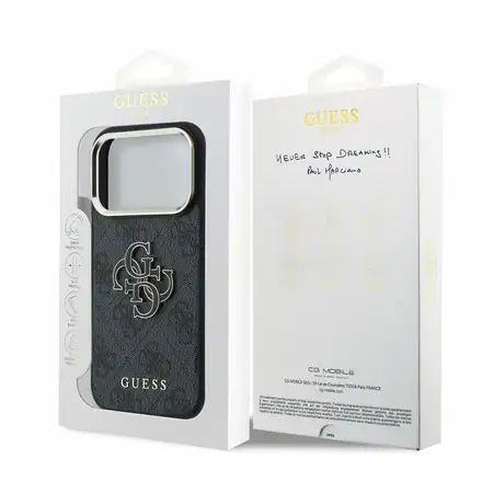 Guess PU 4G Resin Metal Logo kryt iPhone 18 Pro čierny