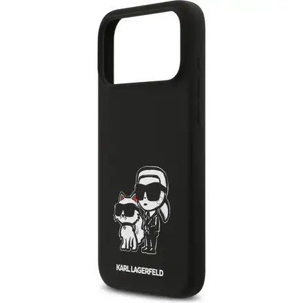 Karl Lagerfeld Liquid Silicone K&CH Sketch MagSafe kryt iPhone 17 Pro čierny