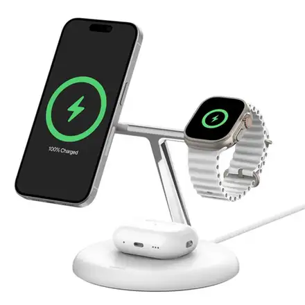 Belkin Boost Charge Pro 3-in-1 Magnetic Wireless Charging Stand with Qi2 15W - White *Rozbalený*