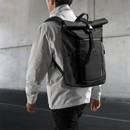 TomToc batoh Navigator T61 Rolltop Backpack 20L - Black
