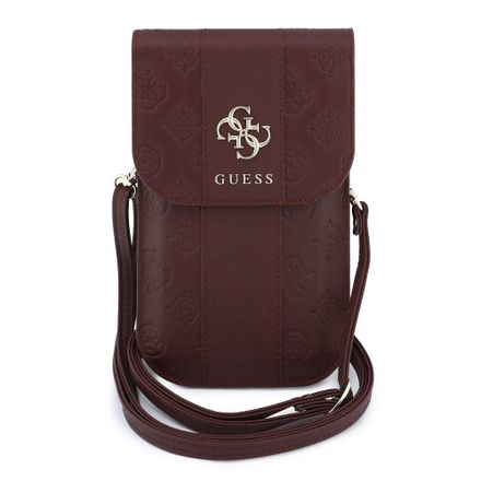 Guess PU 4G Peony Stripe Metal Logo Taška na Telefón burgundy