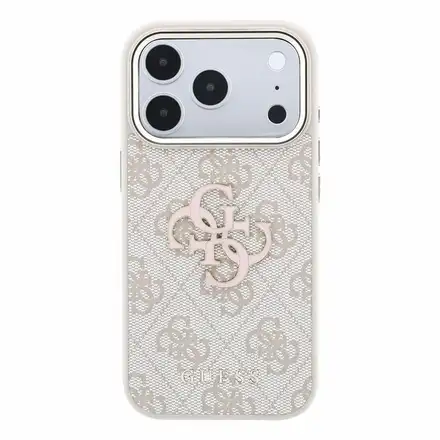 Guess PU 4G Resin Metal Logo kryt iPhone 18 Pro Max ružový