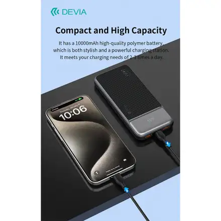 Devia powerbank Smart Series with Digital Display PD 20W 10000 mAh - Black