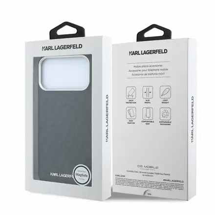 Karl Lagerfeld PU Grained Allover Semi Wrap Magsafe kryt iPhone 18 Pro čierna