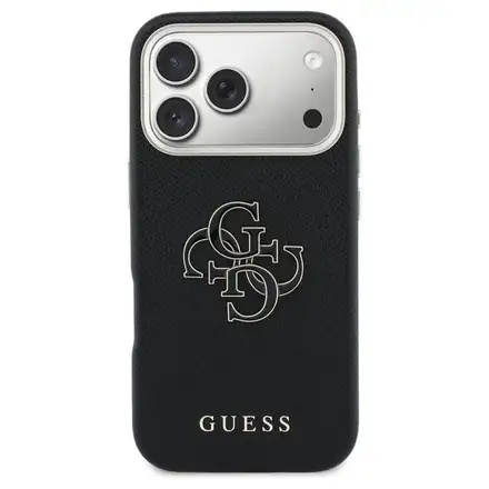 Guess PU Resin Logo kryt iPhone 17 Pro čierny