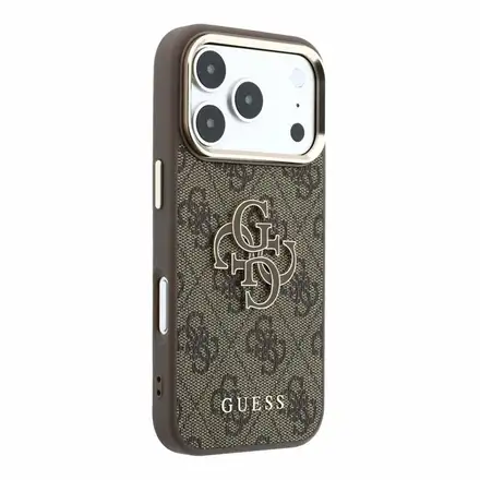 Guess PU 4G Resin Metal Logo kryt iPhone 18 Pro Max hnedý