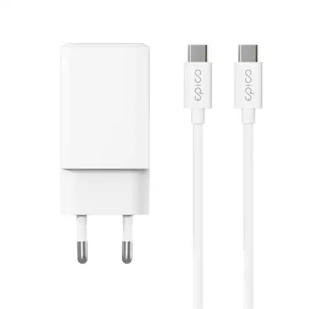 iStores by Epico Ultraboost GaN 45W sieťový adaptér EA45 s 1,2 m USB-C na USB-C kablom - biela