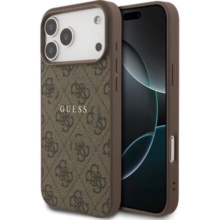 Guess PU Leather 4G Colored Ring MagSafe kryt iPhone 17 Pro Max hnedý