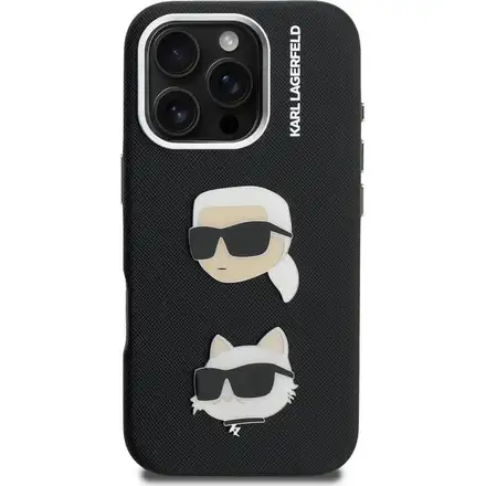 Karl Lagerfeld Grained PU K&CH Heads kryt iPhone 16 Pro Max čierny