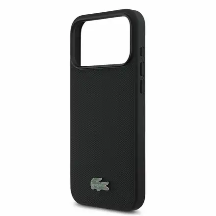 Lacoste PVC Iconic Petit Pique Metal Logo MagSafe kryt iPhone 18 Pro Max čierny