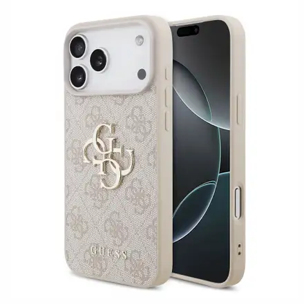 Guess PU 4G Metal Logo kryt iPhone 18 Pro Max ružová