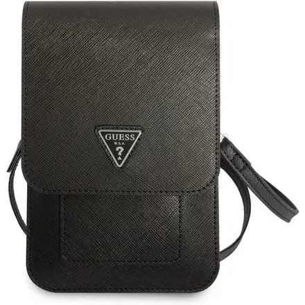 Guess PU Saffiano Triangle Logo Taška na Telefón čierna