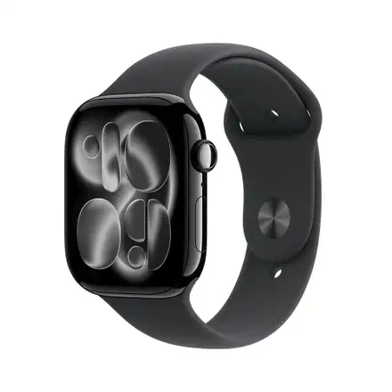 Apple Watch Series 11 GPS + Cellular 42mm Jet Black Aluminium Case with Black Sport Band - M/L