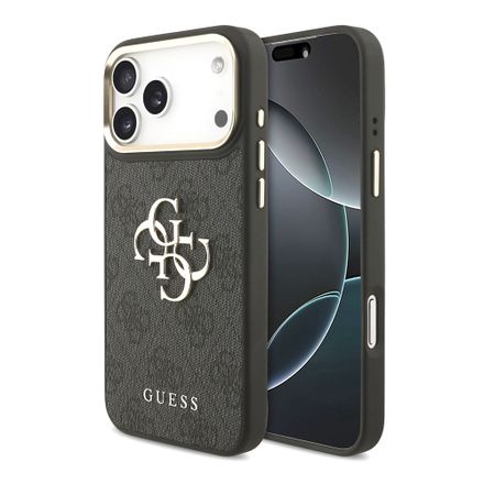 Guess PU Leather 4G Gold Frame MagSafe kryt iPhone 18 Pro čierny