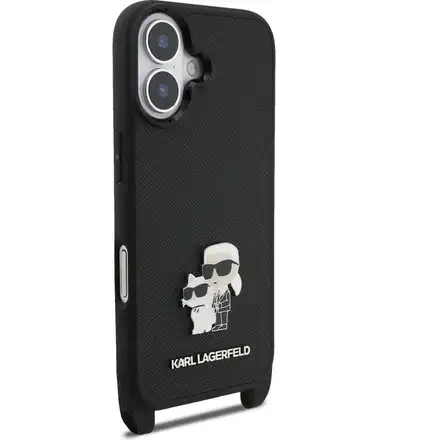 Karl Lagerfeld Saffiano Crossbody Popruh Metal Karl and Choupette kryt iPhone 17 čierny