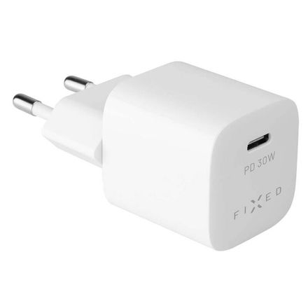 FIXED Mini Sieťová nabíjačka s USB-C výstupom a podporou PD, 30W, biela