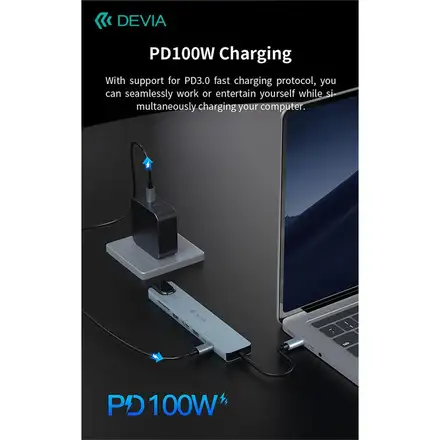 Devia USB-C Hub Pro 8 in 1 EC706 - Deep Gray